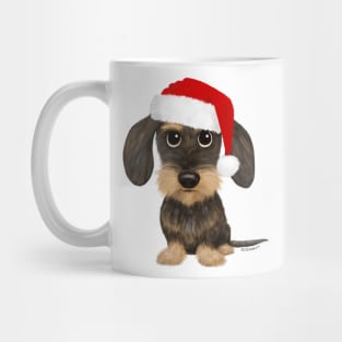 Wirehaired Dachshund with Santa Hat Cute Teckel Christmas Mug